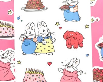 Max and Ruby Sticker Sheet kawaii stickers bunny stickers cute pink sweet y2k stickers