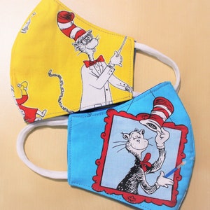 Dr. Seuss Face Mask For Kids- Three layers, Washable & Reversible!