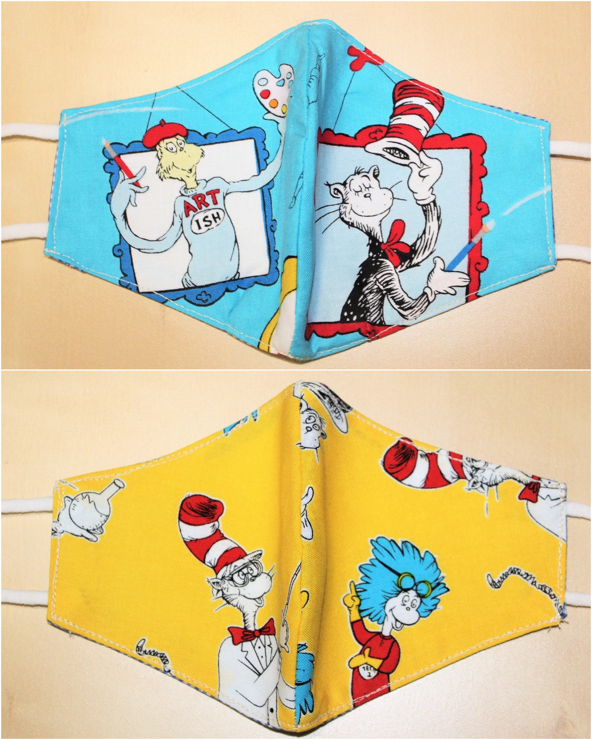 Dr. Seuss Face Mask for Kids Three Layers, Washable & Reversible - Etsy
