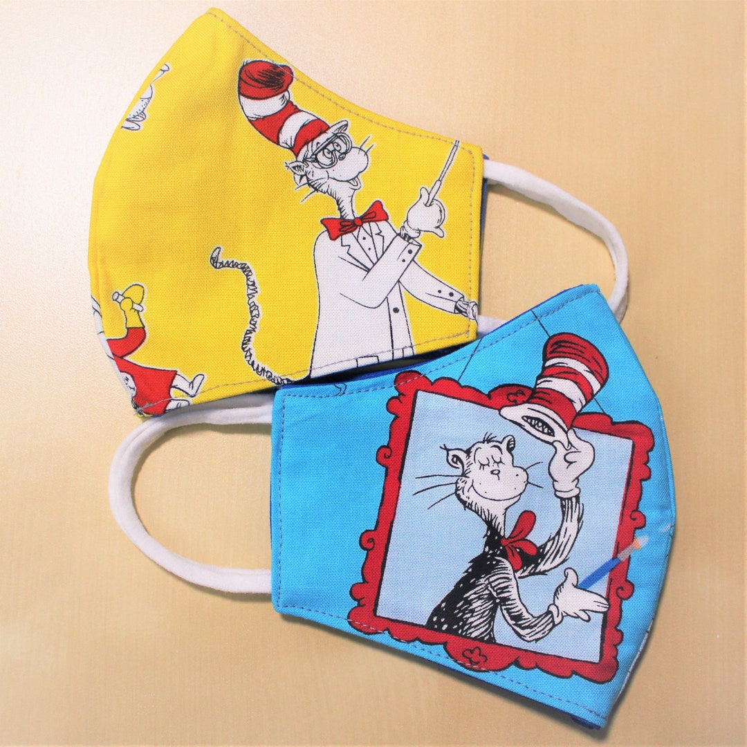 Dr. Seuss Face Mask for Kids Three Layers, Washable & Reversible - Etsy