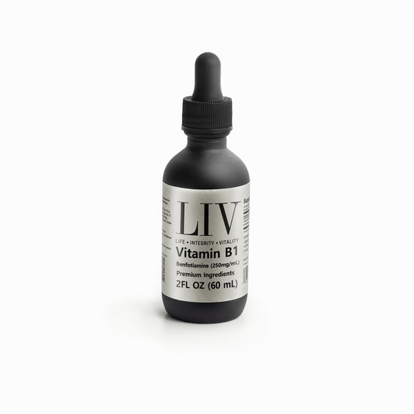 LIV Vitamin B1 Thiamine Liquid (Benfotiamine 250mg, 60 servings)