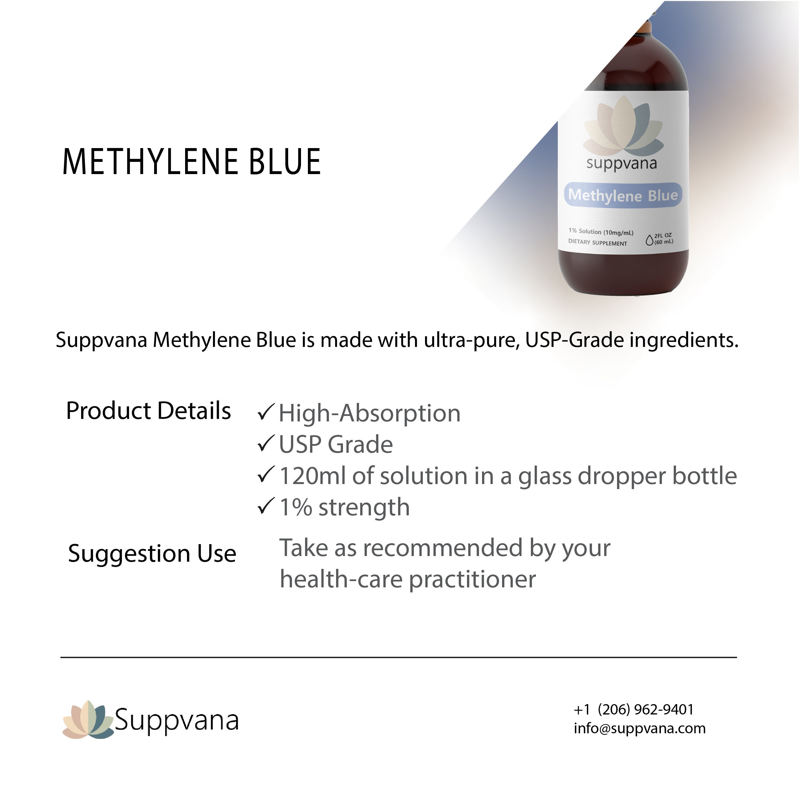 Methylene Blue (120ml) Suppvana XL USP 1% Liquid
