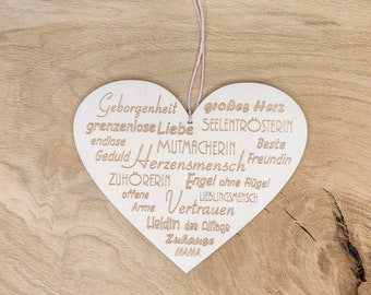 Corazón de madera / corazón de madera texto mamá / regalo Día de la Madre corte láser / regalo mamá