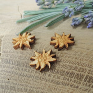 Edelweiss made of wood, miniature, 15 pieces