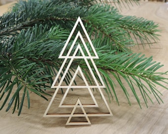 Sapin en bois / motif sapin en bois / décoration géométrique en bois sapin de Noël / pendentif de Noël