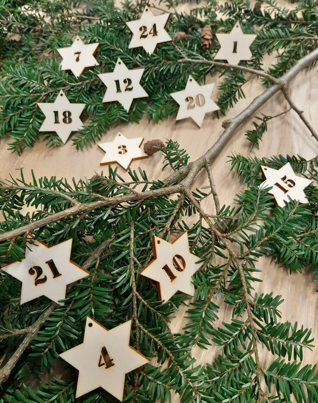 Números Madera Calendario Adviento - Del 1 Al 24, Decoración Navidad, Boda, Manualidades, Reutilizables