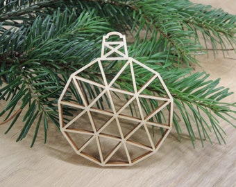Anhänger aus Holz / Kugel Christbaum Dekoration aus Holz / Holzdekoration geometrisch Weihnachtsbaum / Anhänger Weihnachten