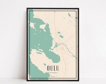 Oulu Poster Wall Art Print Map | City Map Print | City Map Art | World Traveler Map | Traveler Gift