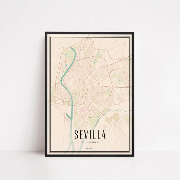 Sevilla Poster Wall Art Print Map | City Map Print | City Map Art | World Traveler Map | Traveler Gift