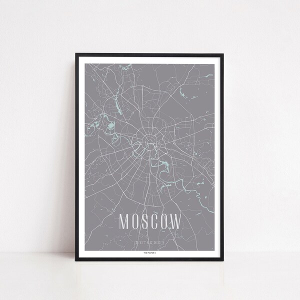 Moscow Poster Wall Art Print Map | City Map Print | City Map Art | World Traveler Map | Traveler Gift