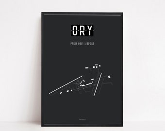 Paris Orly International Airport Poster ORY Wall Art Print Map | City Map Print | City Map Art | World Traveler Map | Traveler Gift