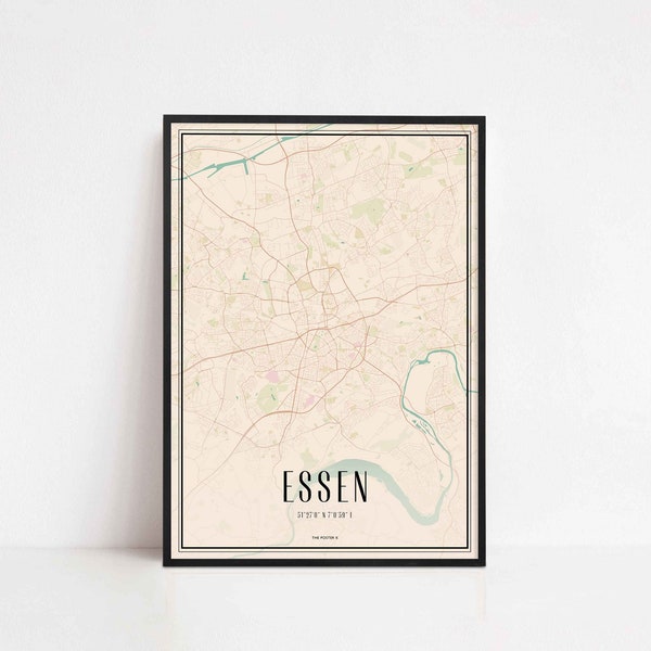 Essen Poster Wall Art Print Map | City Map Print | City Map Art | World Traveler Map | Traveler Gift