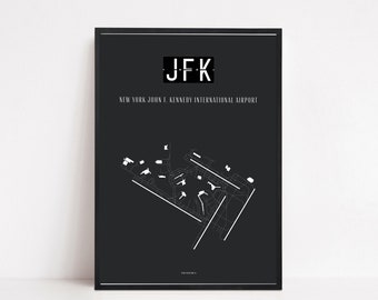 JFK New York International Airport Poster Wall Art Print Map | City Map Print | City Map Art | World Traveler Map | Traveler Gift