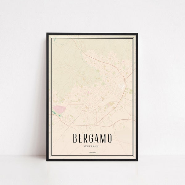 Bergamo Poster Wall Art Print Map | City Map Print | City Map Art | World Traveler Map | Traveler Gift