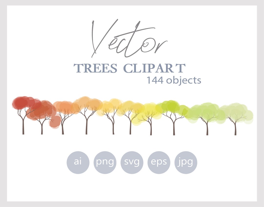 144 Set of Flat Vector Trees Clipart - Flat Vector Plant Illustration ...