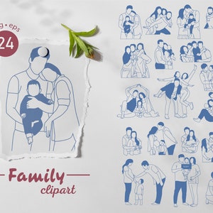 24 Abstract Line Family Clipart, Mother's Day, Father's Day, Pregnant Woman, Pregnant Family, SVG clipart, Nursery prints, Commercial use