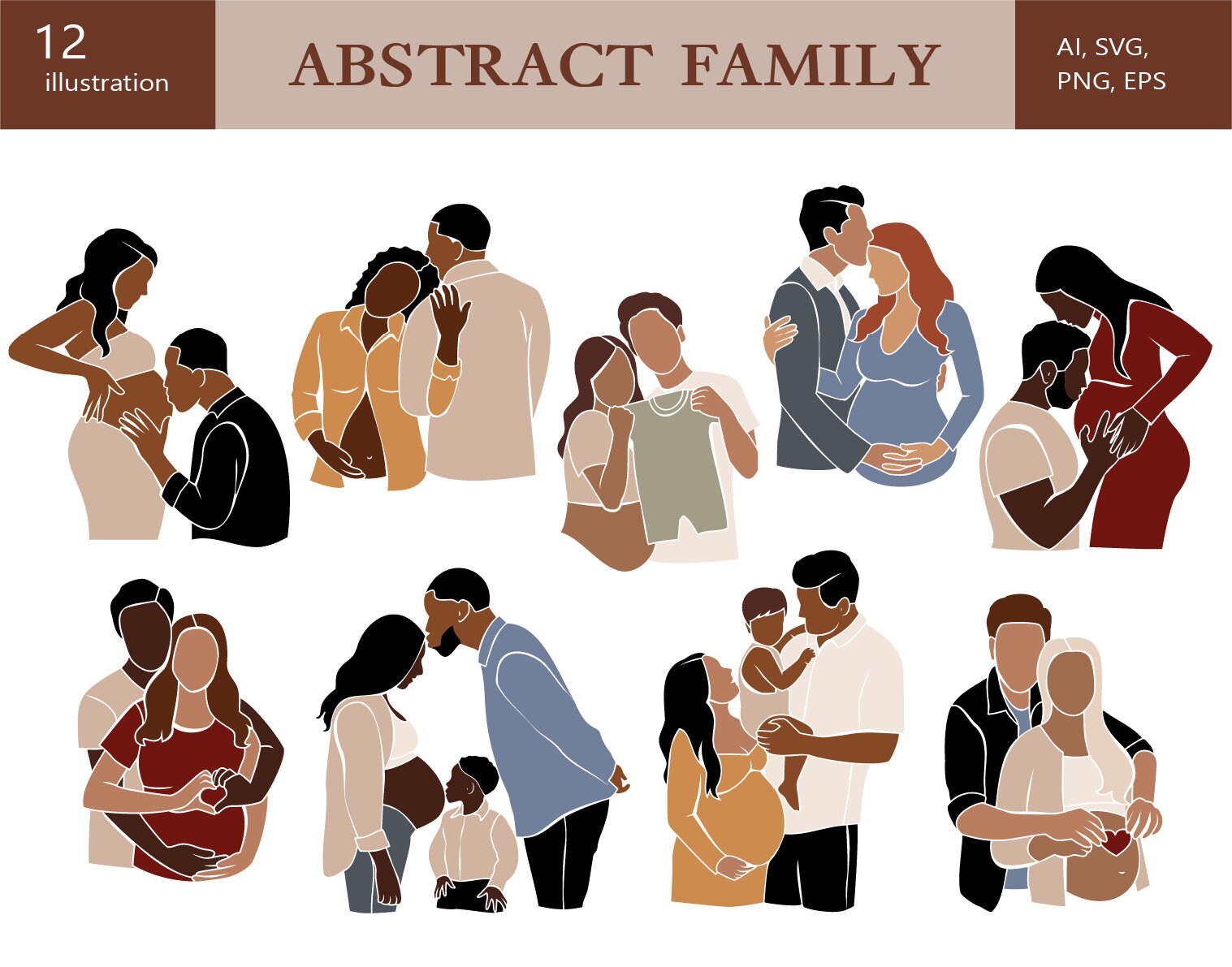 98 Abstract Family Clipart Mother's Day Father's Etsy