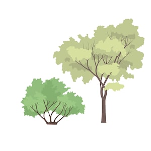 10 Set of Flat Vector Trees Clipart - Flat Vector Plant Illustration ...