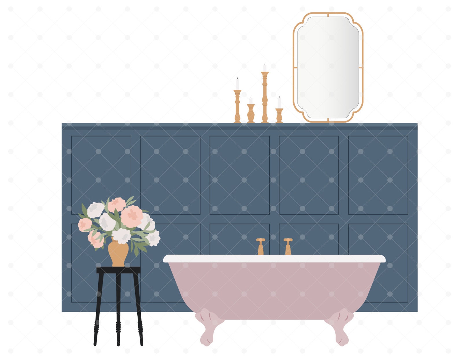 100 Flat Vector Illustration -bathroom Clip Art Set - Furniture ...