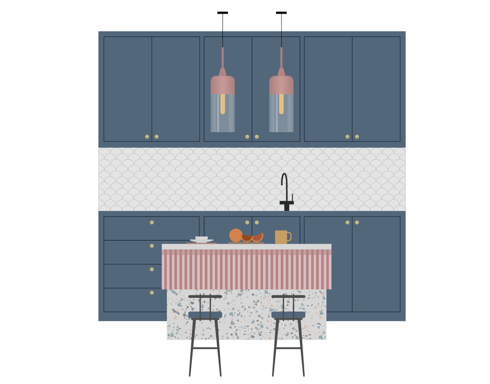80+ Flat Vector Illustration - Kitchen Clip Art Set - Furniture ...