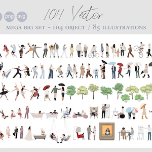 104 BIG SET - Flat vector cutout people - Ai - Png - Svg