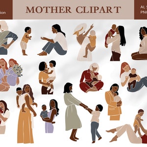 15 Abstract Mother clipart, Mother's Day, Mother prints, Woman clipart, SVG clipart, Nursery prints, Abstract Female PNG, Commercial use