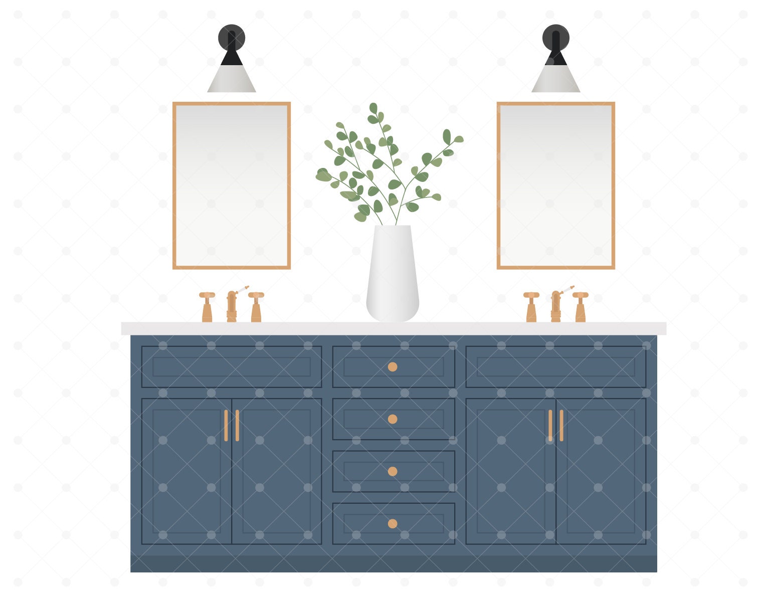 100 Flat Vector Illustration bathroom Clip Art Set Furniture Interior Decor Elements AI Png Svg ...