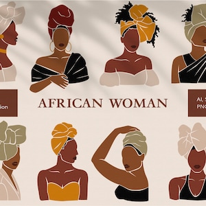 African Woman SVG, Black Woman Clipart, Feminine vector clipart, African Female Print , Abstract Female PNG, Commercial use