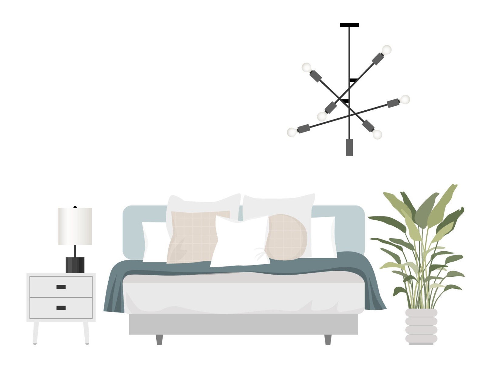 90 Flat Vector Illustration Bedroom Furniture Clip Art Set Etsy