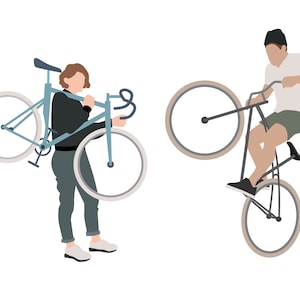 6 Flat Vector People Illustration AI Bicyclist SVG Clipart - Etsy