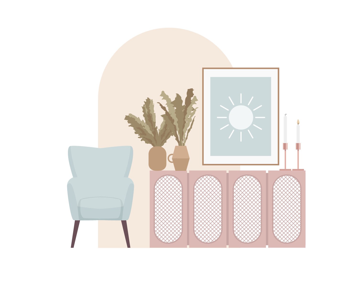 90 Flat Vector Illustration Bedroom Furniture Clip Art Set Etsy