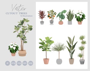15 Set of Flat Vector Trees Clipart Flat Vector Plant Illustration AI ...