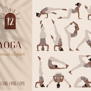 Yoga Woman Clipart, Woman doing exercise AI, Woman SVG, Feminine vector clipart, Female Print , Abstract Female PNG, Commercial use