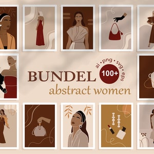 100 Abstract Woman Clipart, Feminine vector clipart, Abstract black women svg, Woman clipart bundel, Diversity women, Commercial use