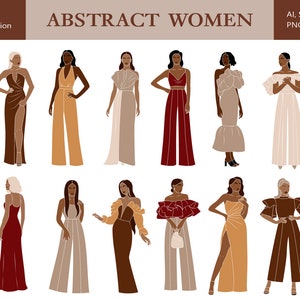 Feminine vector clipart, Elegant Woman SVG, Black Woman Clipart, Lady boss clipart, Abstract Female PNG, Boho art, Commercial use