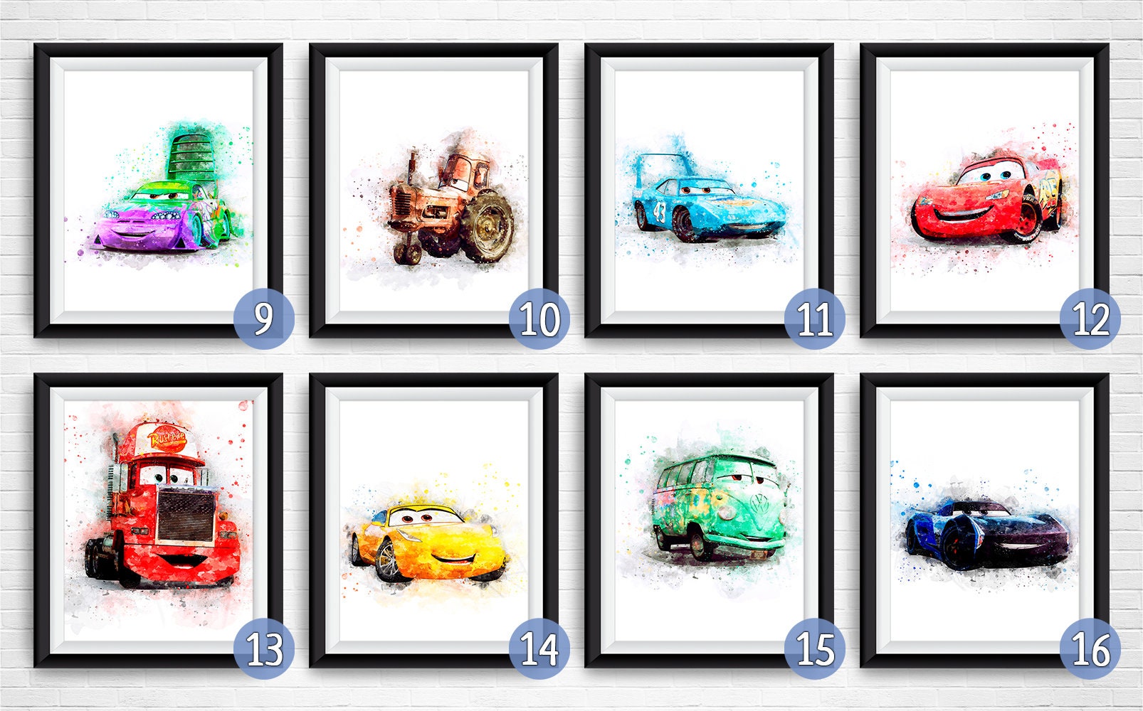 Cars prints Disney watercolor Disney Cars Art Print Poster Etsy