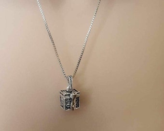 Square secret box  detailed pendant locket necklace