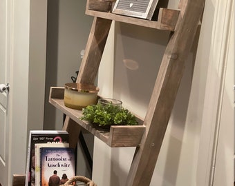 THE LITHONIA Modern Farmhouse Leaning Ladder Bookshelf-Simple Assembly Required