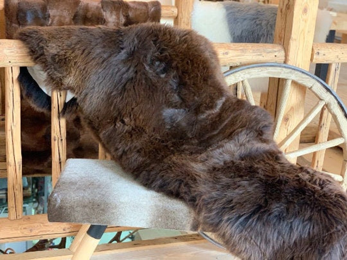 Natural brown sheep skin Sheepskin throw Double sheepskins Etsy