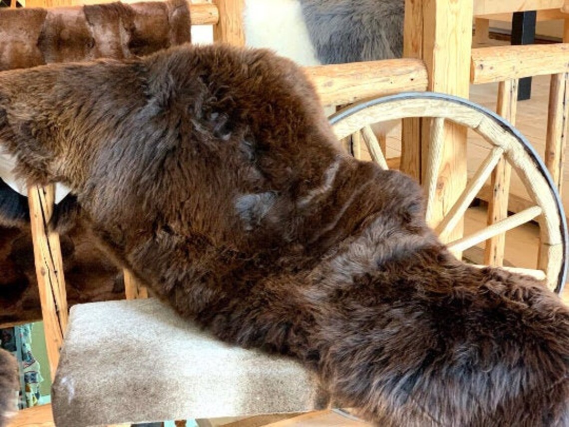 Natural brown sheep skin Sheepskin throw Double sheepskins Etsy