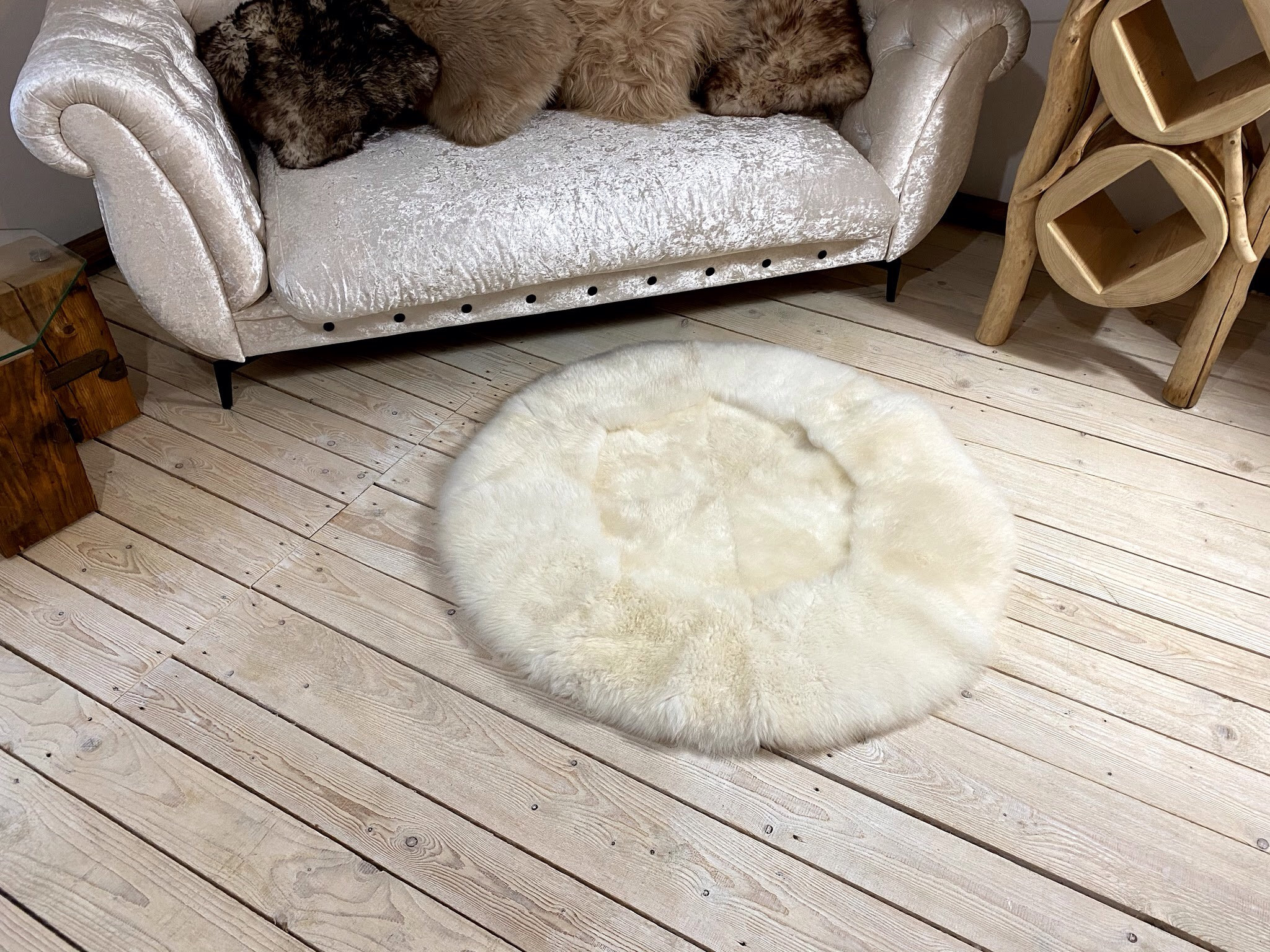 Ivory Round Sheepskin Rug faux fur fabric faux fur throw Etsy