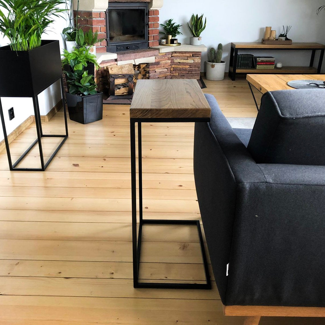 Modern c side table end table oak countertop high quality Etsy