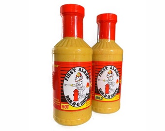 BBQ Sauce - Mustard Base - Twin Pack Hot & Mild - First Alarm Bar-B-Q Sauce - Marinade -Grill Master Gift -  Gift for Cook, Hostess Gift
