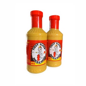 BBQ Sauce - Mild Mustard Base - Twin Pack Of 2 - First Alarm Bar-B-Q Sauce - Marinade -Grill Master Gift -  Gift for Cook, Hostess Gift