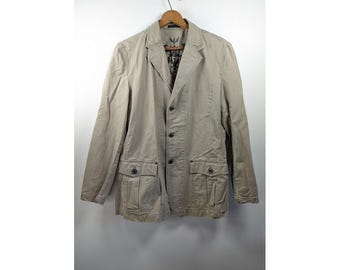 Express Canvas Jacket Men's Size Medium Chore Military Utility Blazer Lion Crest