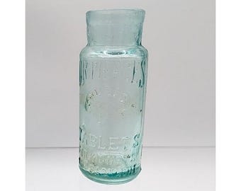 Antique Dr Pierces Anuric Kidney Tablets Glass Medicine Bottle 3" Apothecary