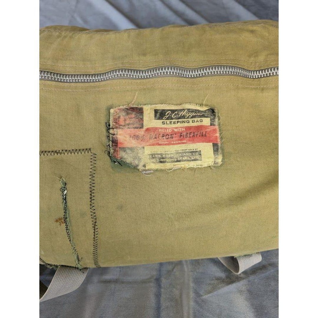 JC Higgins Sleeping Bag Sears Robuck Duffel Bag Vintage 50s 60s Camping