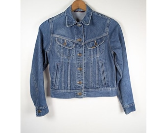 Vintage 80s Ms Lee Denim Jacket Size 7/8 Trucker Western Festival Made in USA