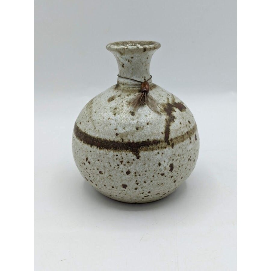 Feather River Pottery Signed Roger Butler Stoneware Bud Vase 4.5'Tall Studio Art