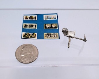 1:12 Miniature Doll House Stereoscope Viewer 6 Slides Victorian Travel Retro